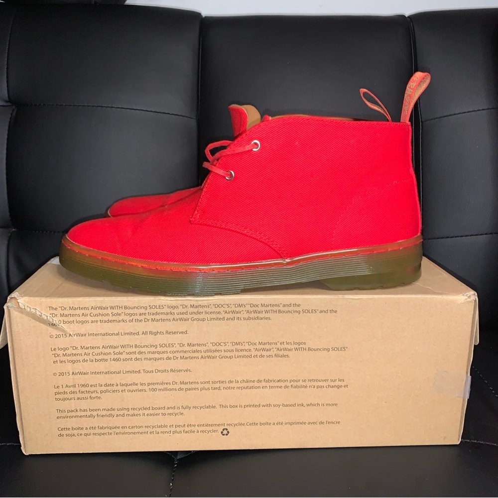 Dr. Martens Daytona Red Overdyed Twill Canvas Boots New in Box Women’s Size 11